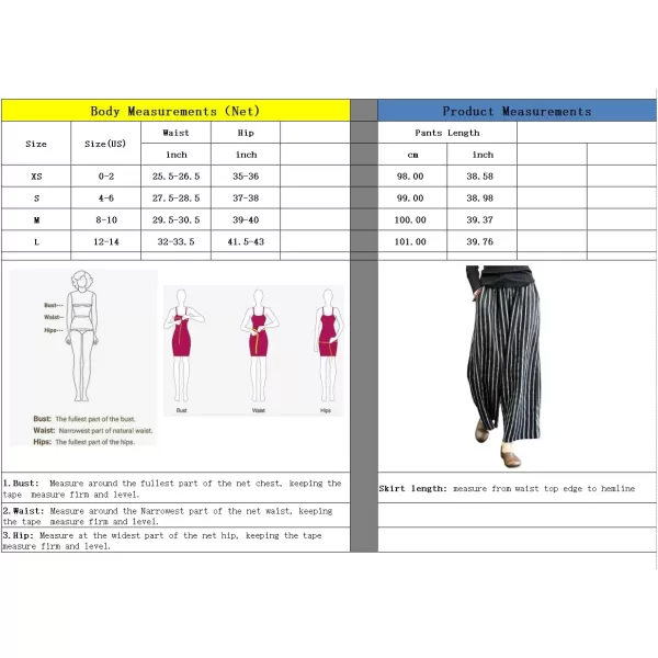 chouyatou Womens Elastic Waist Striped Cotton Linen Wide Leg Pants Summer Palazzo Beach PantsBlack
