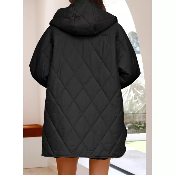 chouyatou Womens Winter Hooded Lightweight Puffer Jacket Oversized Quilted Jacket Casual Down CoatBlack