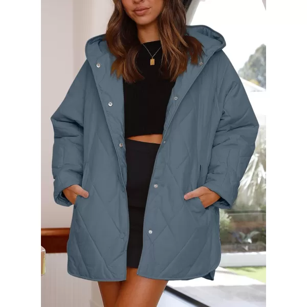 chouyatou Womens Winter Hooded Lightweight Puffer Jacket Oversized Quilted Jacket Casual Down CoatBlue