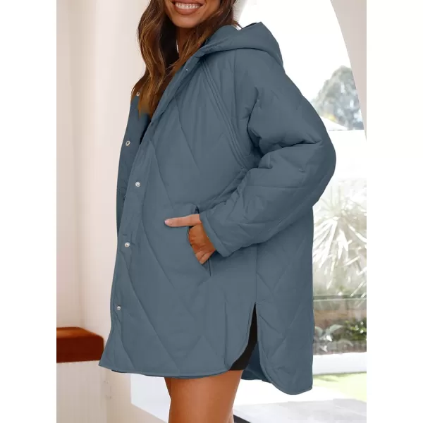 chouyatou Womens Winter Hooded Lightweight Puffer Jacket Oversized Quilted Jacket Casual Down CoatBlue