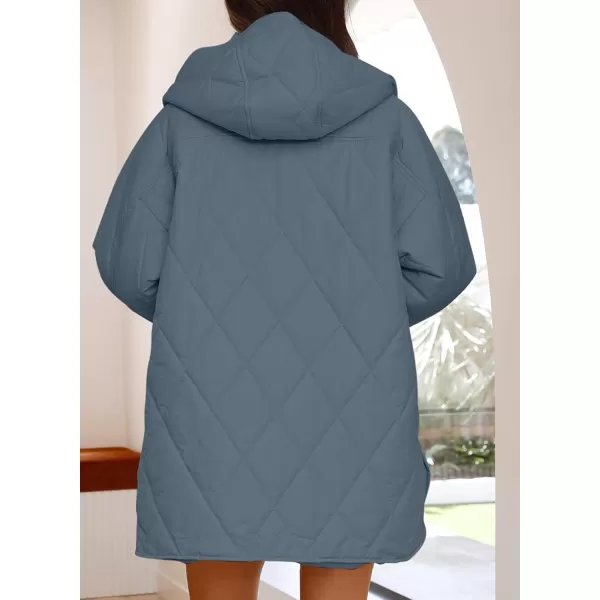 chouyatou Womens Winter Hooded Lightweight Puffer Jacket Oversized Quilted Jacket Casual Down CoatBlue