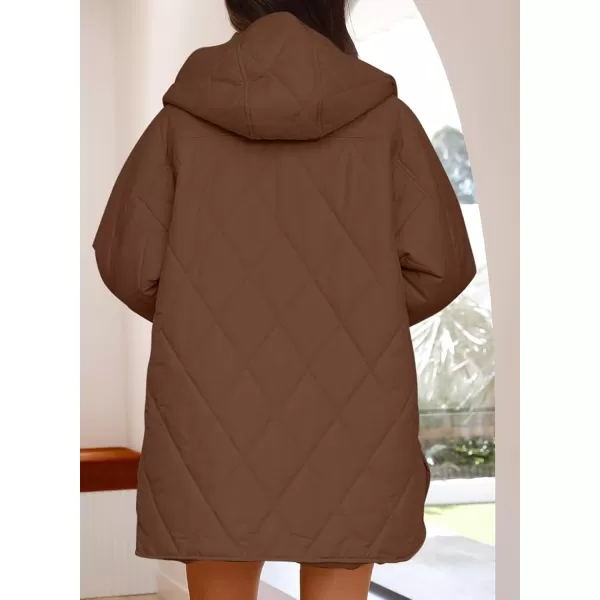 chouyatou Womens Winter Hooded Lightweight Puffer Jacket Oversized Quilted Jacket Casual Down CoatBrown