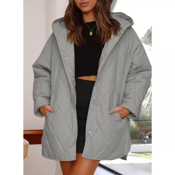 chouyatou Womens Winter Hooded Lightweight Puffer Jacket Oversized Quilted Jacket Casual Down CoatGrey