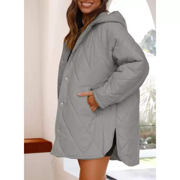 chouyatou Womens Winter Hooded Lightweight Puffer Jacket Oversized Quilted Jacket Casual Down CoatGrey