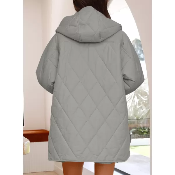 chouyatou Womens Winter Hooded Lightweight Puffer Jacket Oversized Quilted Jacket Casual Down CoatGrey