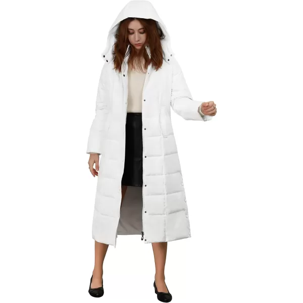 chouyatou Womens Winter Over Knee Removable Hooded Maxi Long Puffer Down CoatWhite