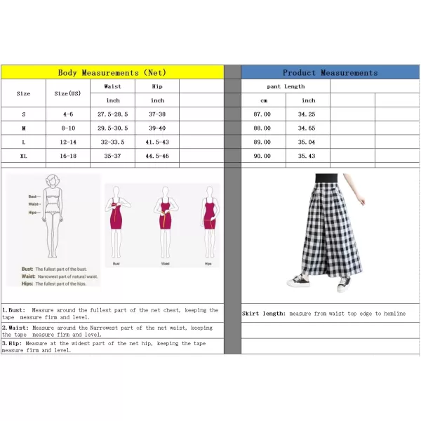 chouyatou Womens Summer Casual Cotton Culottes Plaid Pants Gingham Wide Leg Palazzo TrousersSmall Plaid
