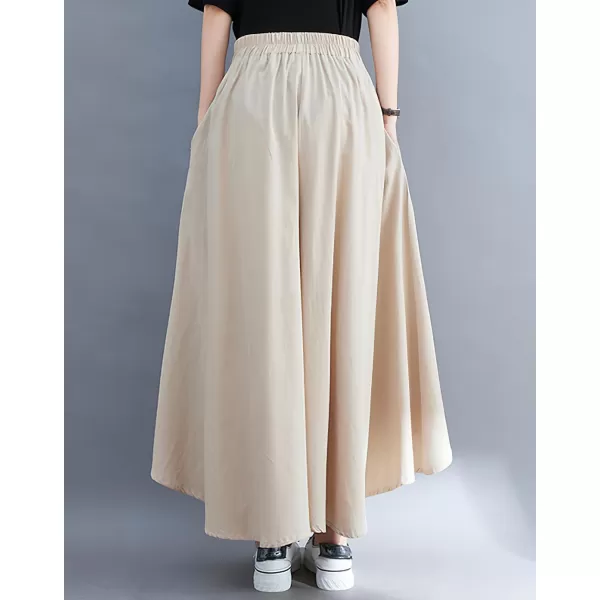 chouyatou Womens Summer Casual High Low Culottes Flowy Pants High Waist Wide Leg Capri Palazzo TrousersLight Khaki