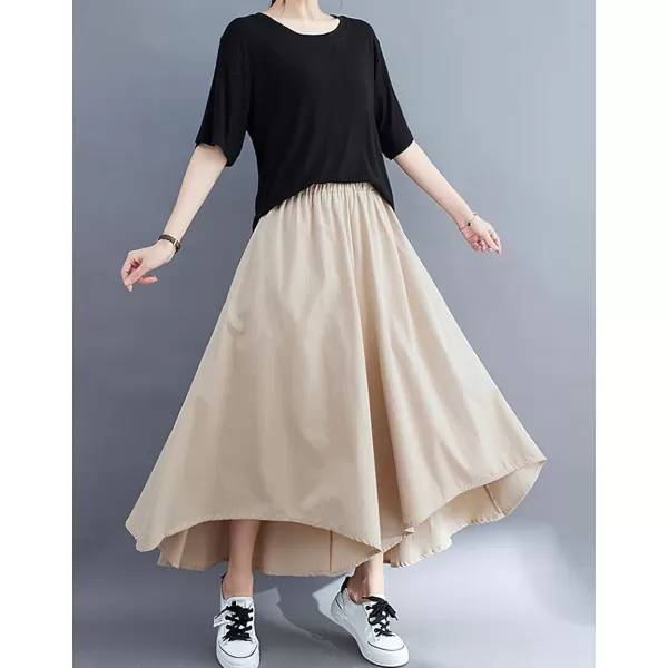 chouyatou Womens Summer Casual High Low Culottes Flowy Pants High Waist Wide Leg Capri Palazzo TrousersLight Khaki