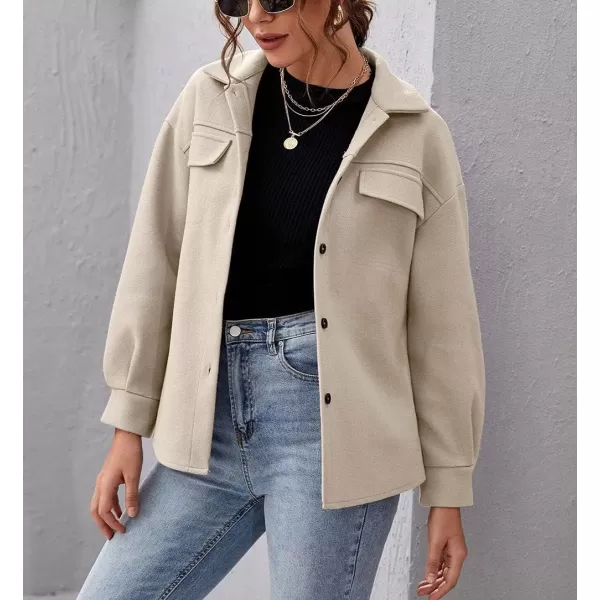 chouyatou Womens Thicken Spread Collar Button Down Shirt Jacket Shacket CoatKhaki