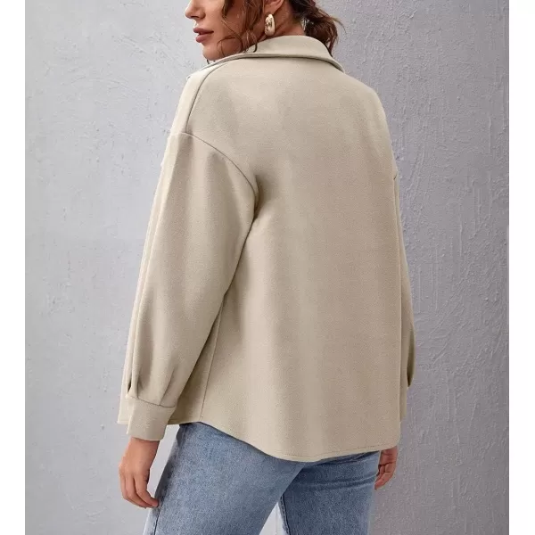 chouyatou Womens Thicken Spread Collar Button Down Shirt Jacket Shacket CoatKhaki