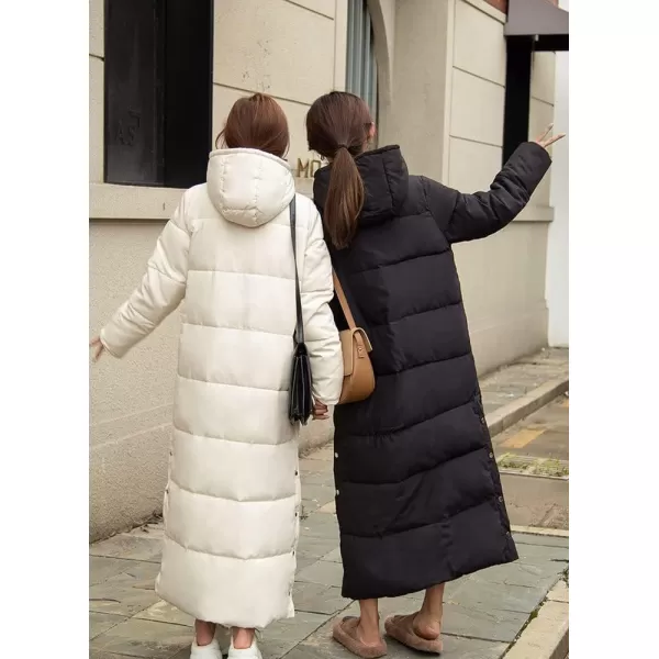 chouyatou Womens Winter Windproof Puffer Coat Hooded Long Quilted Parka Down OuterwearBeige