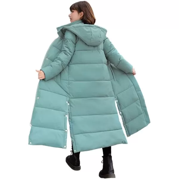 chouyatou Womens Winter Windproof Puffer Coat Hooded Long Quilted Parka Down OuterwearGreen