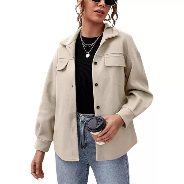 chouyatou Womens Thicken Spread Collar Button Down Shirt Jacket Shacket CoatKhaki
