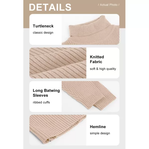 chouyatou Womens Chunky 2 Piece Outfits Turtleneck Knit Sweater and Maxi Bodycon Skirt SetsApricot