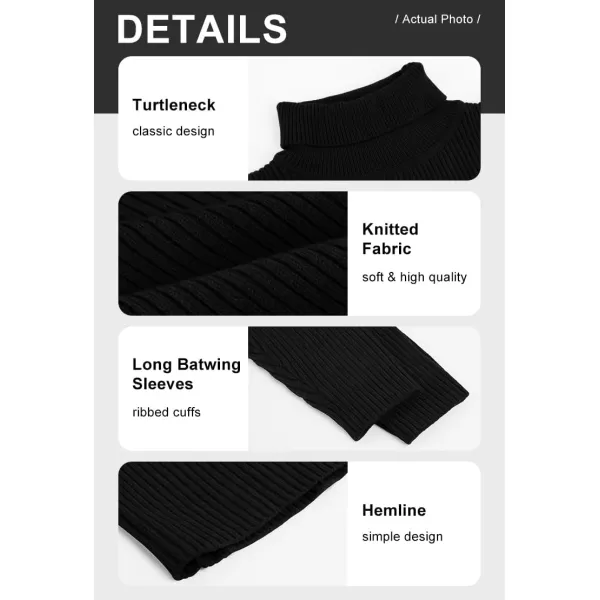 chouyatou Womens Chunky 2 Piece Outfits Turtleneck Knit Sweater and Maxi Bodycon Skirt SetsBlack