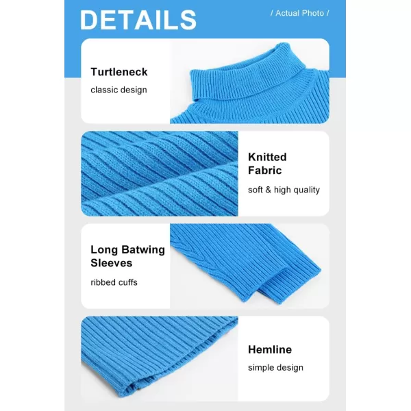 chouyatou Womens Chunky 2 Piece Outfits Turtleneck Knit Sweater and Maxi Bodycon Skirt SetsBlue