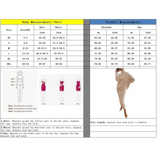 chouyatou Womens Chunky 2 Piece Outfits Turtleneck Knit Sweater and Maxi Bodycon Skirt SetsKhaki