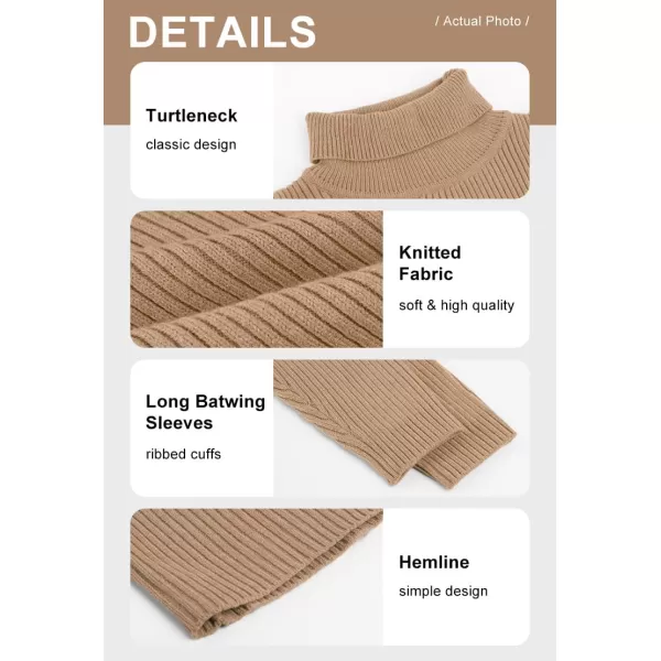 chouyatou Womens Chunky 2 Piece Outfits Turtleneck Knit Sweater and Maxi Bodycon Skirt SetsKhaki