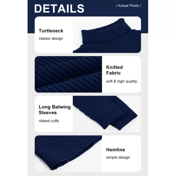 chouyatou Womens Chunky 2 Piece Outfits Turtleneck Knit Sweater and Maxi Bodycon Skirt SetsNavy Blue