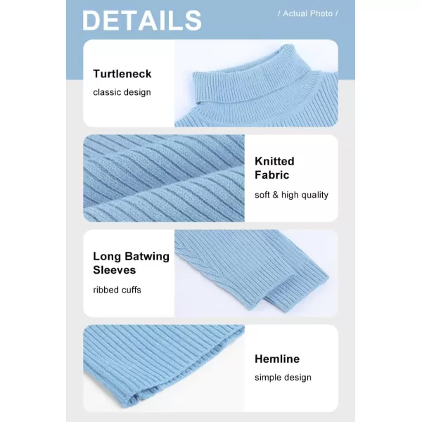 chouyatou Womens Chunky 2 Piece Outfits Turtleneck Knit Sweater and Maxi Bodycon Skirt SetsSky Blue