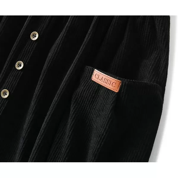 chouyatou Womens Cute ALine High Waist Pocket Midi Long Corduroy Skirt with BeltBlack