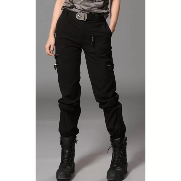 chouyatou Womens Military Straight Fit Stylish Combat Cargo Slacks PantsBlack