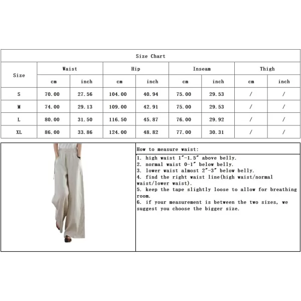 chouyatou Womens Wide Legs Elastic High Waisted Loose Fit Cotton Linen Pants PalazzoBeige
