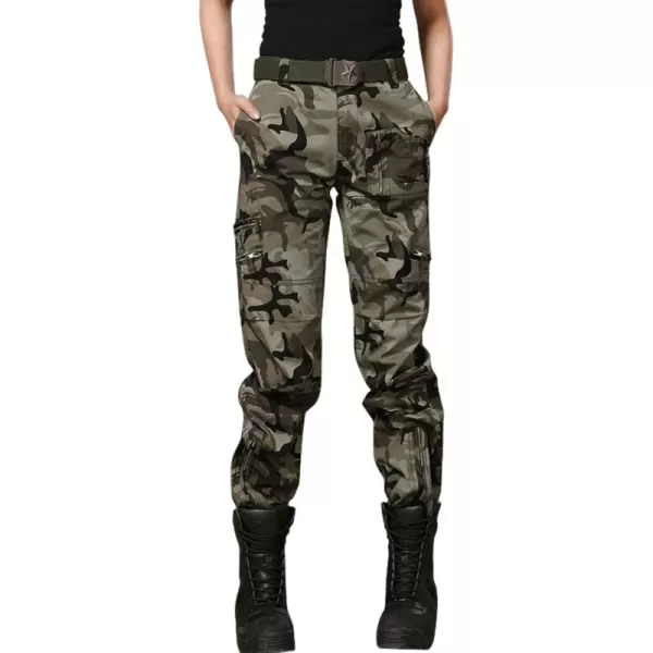 chouyatou Womens Military Straight Fit Stylish Combat Cargo Slacks PantsCamouflage
