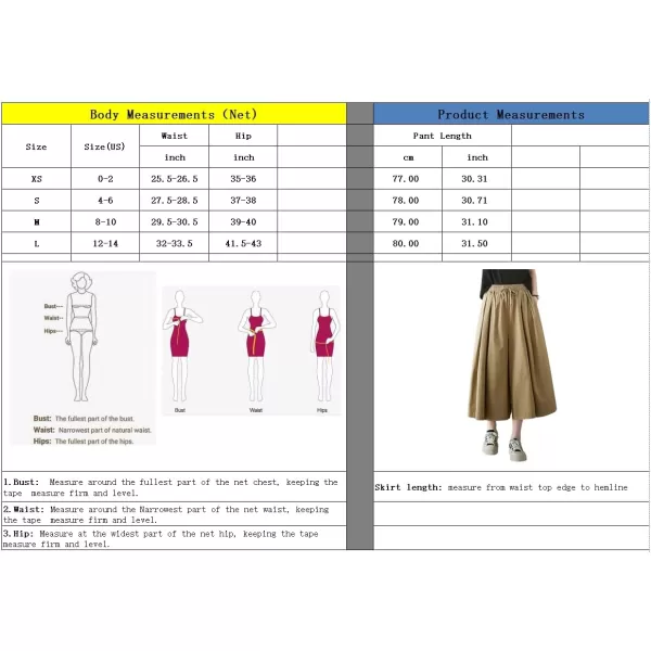 chouyatou Womens Summer Casual Cotton Culottes Pants Drawstring Wide Leg Capri Palazzo PantsKhaki