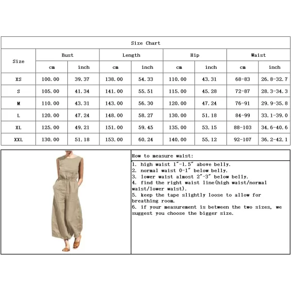 imagechouyatou Womens Elegant Sleeveless Linen Jumpsuits Casual Wide Leg Jumpsuit Pants RomperBlack