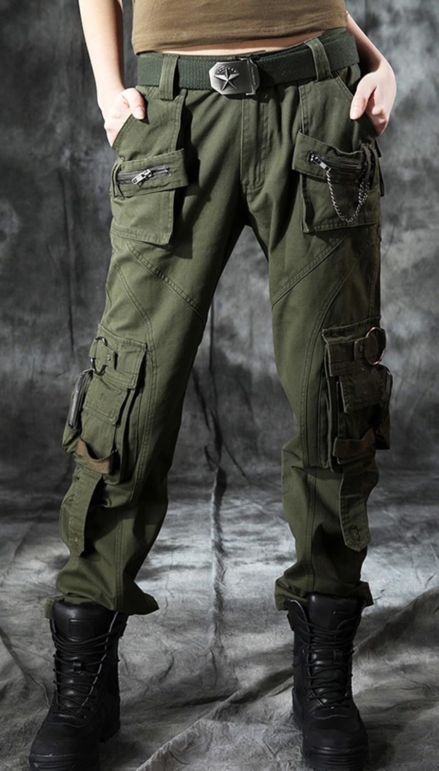 imagechouyatou Womens Casual Camouflage Multi Pockets Cargo Pants58army