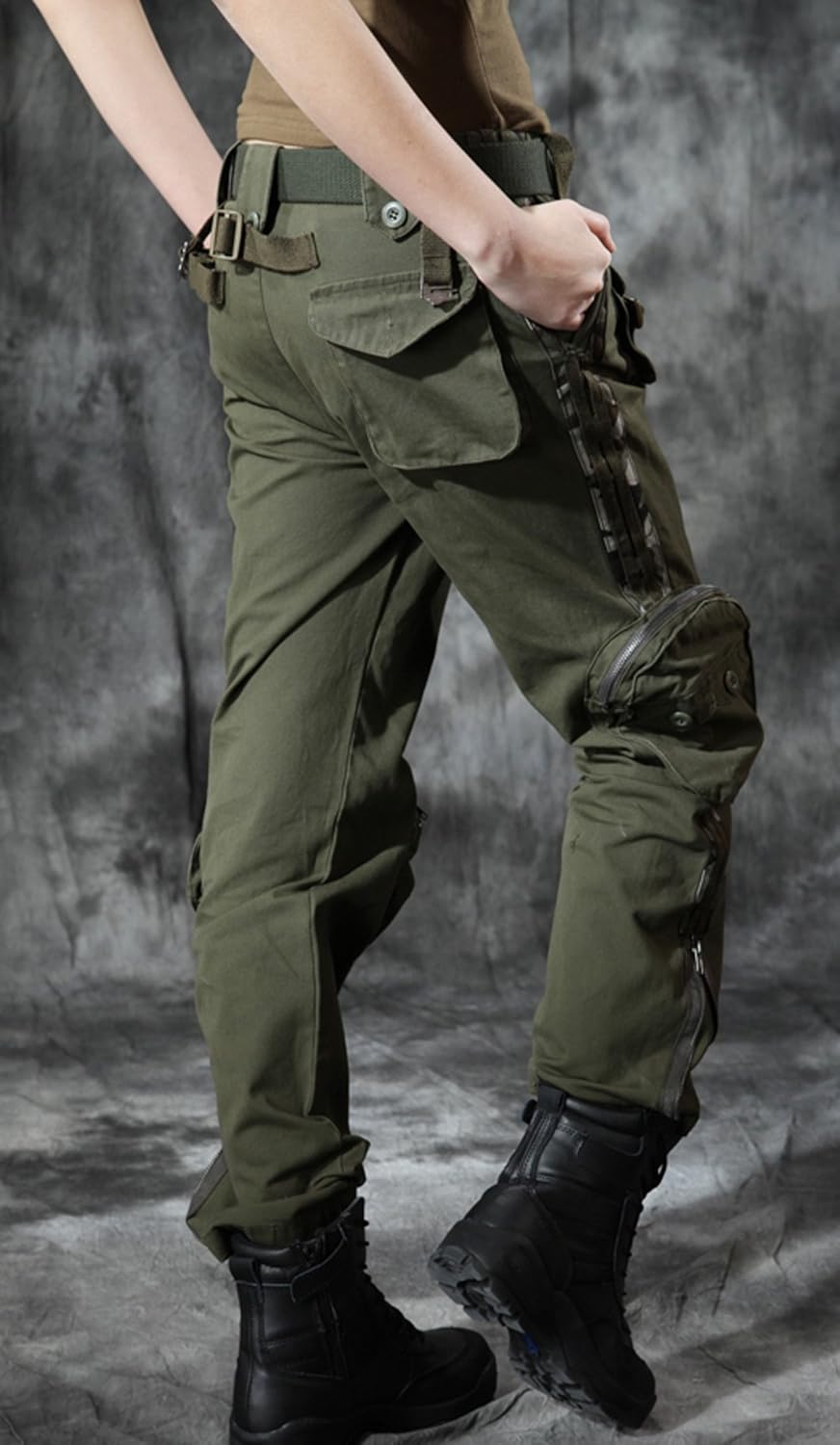 imagechouyatou Womens Casual Camouflage Multi Pockets Cargo PantsArmy