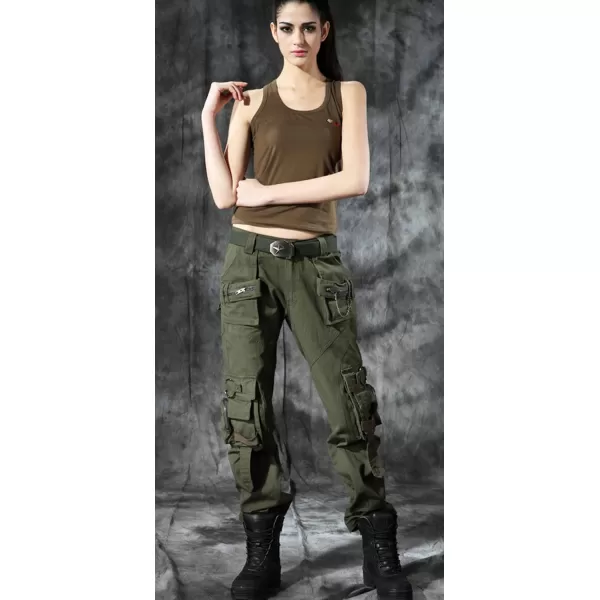 imagechouyatou Womens Casual Camouflage Multi Pockets Cargo Pants58army