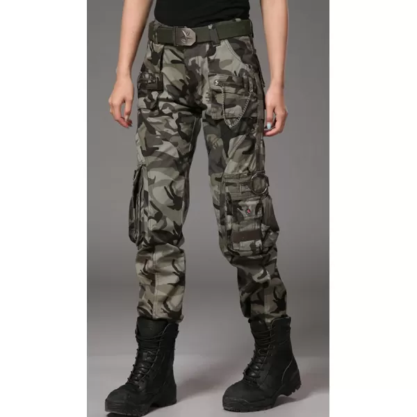 imagechouyatou Womens Casual Camouflage Multi Pockets Cargo Pants58camo