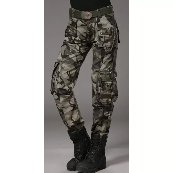 imagechouyatou Womens Casual Camouflage Multi Pockets Cargo Pants58camo