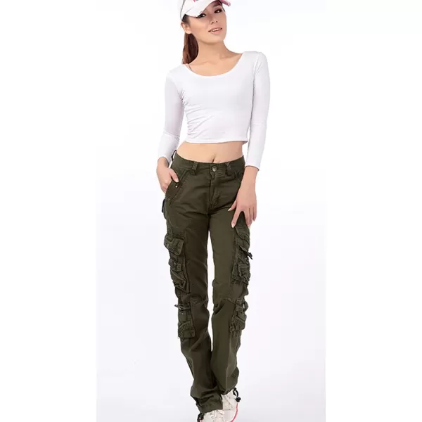 imagechouyatou Womens Casual Camouflage Multi Pockets Cargo Pants73army