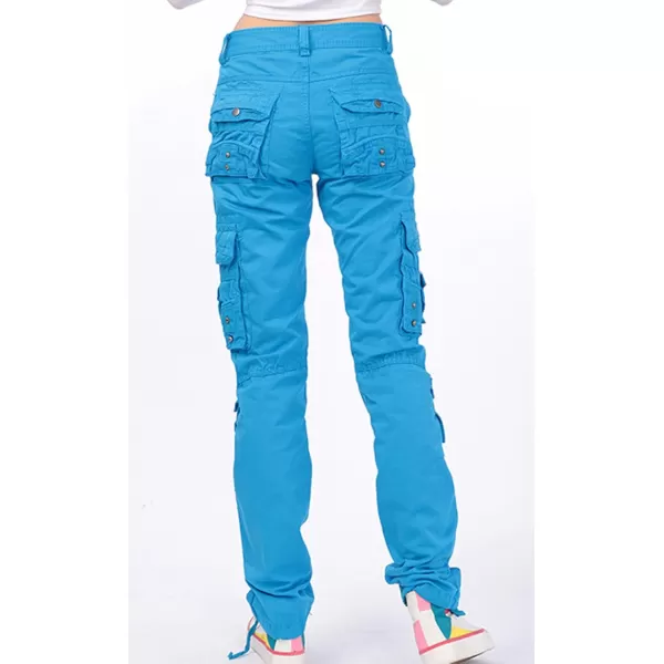 imagechouyatou Womens Casual Camouflage Multi Pockets Cargo Pants73blue