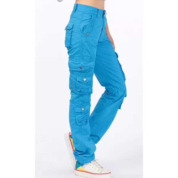 imagechouyatou Womens Casual Camouflage Multi Pockets Cargo Pants73blue