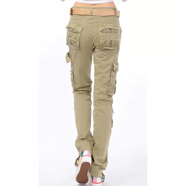 imagechouyatou Womens Casual Camouflage Multi Pockets Cargo Pants73khaki