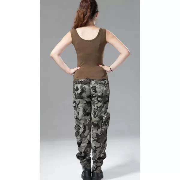 imagechouyatou Womens Casual Camouflage Multi Pockets Cargo PantsCamo