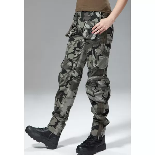 imagechouyatou Womens Casual Camouflage Multi Pockets Cargo PantsCamo