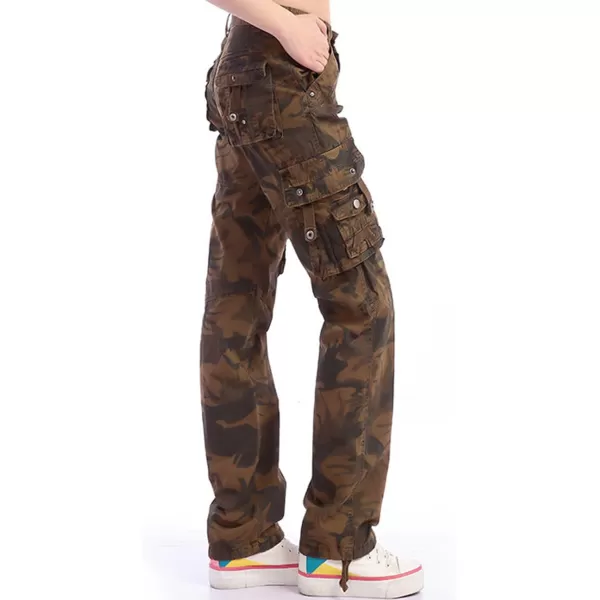 imagechouyatou Womens Casual Camouflage Multi Pockets Cargo PantsKhaki
