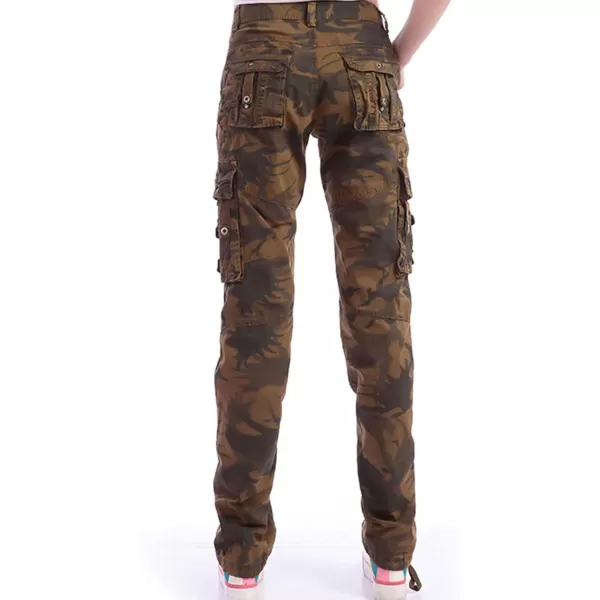 imagechouyatou Womens Casual Camouflage Multi Pockets Cargo PantsKhaki