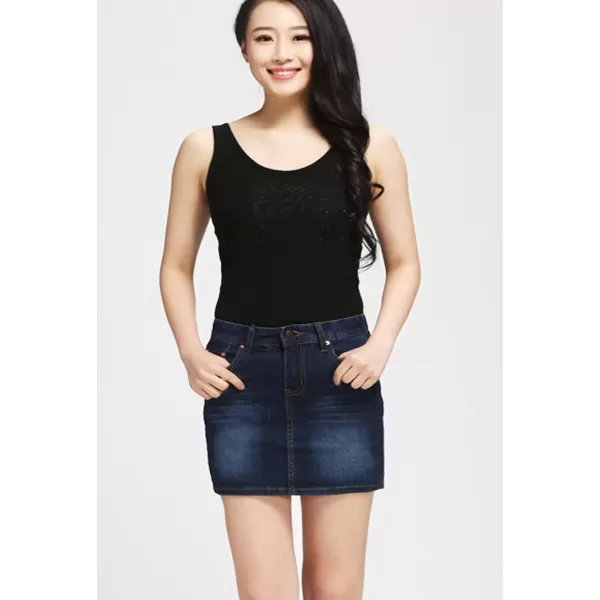imagechouyatou Womens Casual Short Denim SkirtDblue