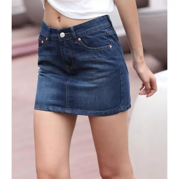 imagechouyatou Womens Casual Short Denim SkirtLblue