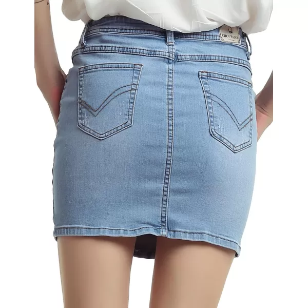 imagechouyatou Womens Casual Short Denim SkirtLight Blue