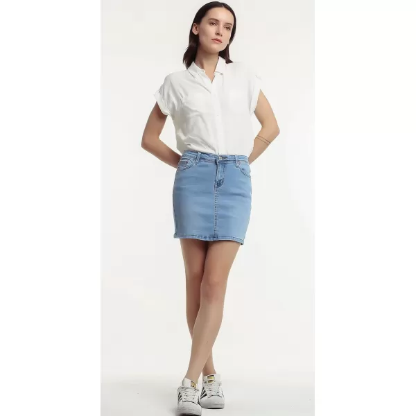 imagechouyatou Womens Casual Short Denim SkirtLight Blue