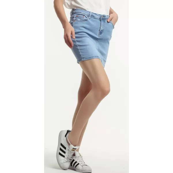 imagechouyatou Womens Casual Short Denim SkirtLight Blue