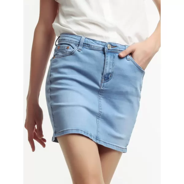 imagechouyatou Womens Casual Short Denim SkirtLight Blue